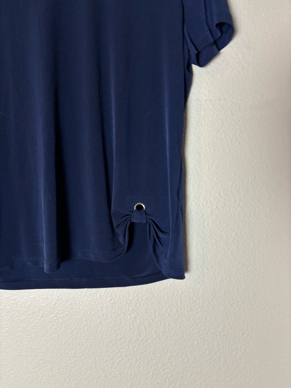 Chico's side-knot grommet top in navy blue women's size medium Chicos size 1 - Picture 7 of 16